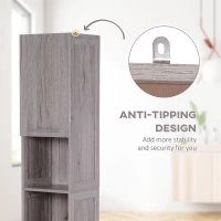 Kleankin Bathroom Storage Cabinet 68'' Organizer Tall Tower Cupboard w/ Shelves Wood Grain Freestanding Furniture(m-6)