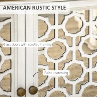 HOMCOM Farmhouse Sideboard Buffet Cabinet, Kitchen Storage Cabinet, Accent Cabinet with Double Glass Doors and Solid Wood Countertop for Kitchen, Living Room, White(m-4)