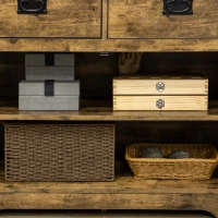 HOMCOM Industrial Sideboard Buffet Cabinet, Kitchen Cabinet with 2 Drawers, 2 Doors, Adjustable Shelf Coffee Bar Cabinet, Rustic Brown(m-9)