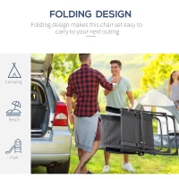 Outsunny Patio Lounge Chair Outdoor Lounger Recliner Folding Camping Chair with Footrest and Storage Pocket, Black Grey(m-4)