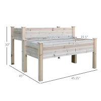 Outsunny Two-Tier Wooden Elevated Garden Bed with Legs, Large Capacity 45x45 Outdoor Planter for Vegetables, Flowers, and Herbs, Ideal for Gardeners, Natural(m-3)