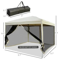 Outsunny 210D Oxford 10' x 10' Pop Up Canopy Tent with Netting, Instant Screen Room House, Tents for Parties, Height Adjustable, with Carry Bag, for Outdoor, Garden, Patio(m-3)