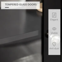 kleankin Bathroom Floor Cabinet with 2 Storage Cabinets, Tempered Glass Door, Freestanding Linen Tower with Adjustable Shelves for Living Room, Black(m-6)