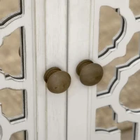 HOMCOM Farmhouse Sideboard Buffet Cabinet, Kitchen Storage Cabinet, Accent Cabinet with Double Glass Doors and Solid Wood Countertop for Kitchen, Living Room, White(m-9)