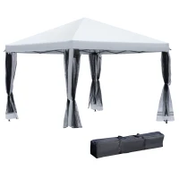 Outsunny10' x 10' Pop Up Gazebo with Four Detachable Mesh Walls for party, Cream White(m-1)