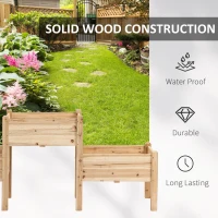 Outsunny Raised Garden Bed with 3 Planter Box, Elevated Wooden Plant Stand with Drainage Holes, for Vegetables, Herb and Flowers, Natural(m-7)