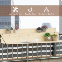 Outsunny Hanging Balcony Table, Spruce Wood Foldable Railing Bar, Serving Table & Desk, Fits up to 3.9 Inches, Natural(m-4)