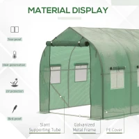 Outsunny 9.4' x 6.3' x 6.4' Steeple Walk-in Tunnel Greenhouse Garden Plant Seed Grow Tent Polythene with Windows and Door Green(m-4)