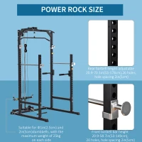 Soozier Power Cage, Power Rack with LAT Pulldown Attachment, Pull-up Bar, T Bar Row Landmine and Dip Handle, Strength Training Workout Station, for Home Gym, 800lbs Capacity(m-6)