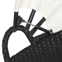 Outsunny 4 Pieces Outdoor Daybed, Patio Lounge Chair with Cushioned Round Sofa Bed, Sectional Patio Conversation Furniture Set with Canopy  & Coffee Table, Black(m-10)