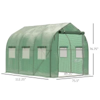 Outsunny 9.4' x 6.3' x 6.4' Steeple Walk-in Tunnel Greenhouse Garden Plant Seed Grow Tent Polythene with Windows and Door Green(m-3)