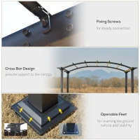 Outsunny 10' x 8' Outdoor Retractable Canopy Pergola Steel Frame Patio Pergola Shelter Sun Shade with Arc Roof, Beige(m-5)