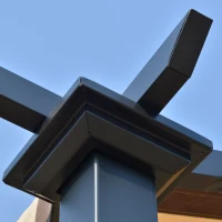 Outsunny 10' x 8' Outdoor Retractable Canopy Pergola Steel Frame Patio Pergola Shelter Sun Shade with Arc Roof, Beige(m-10)