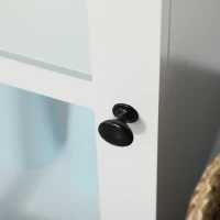 kleankin Slim Bathroom Storage Cabinet Door & Shelves Linen Tower, White(m-9)