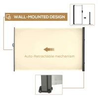 Outsunny 118" x 79" Retractable Side Awning Patio Outdoor Folding Privacy Screen with Resistance to UV Rays & Wind, Cream White(m-4)