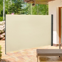 Outsunny 118" x 79" Retractable Side Awning Patio Outdoor Folding Privacy Screen with Resistance to UV Rays & Wind, Cream White