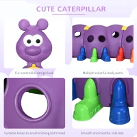 Qaba Kids Caterpillar Tunnel Outdoor Indoor Climb-N-Crawl Play Equipment for 3-6 Years Old, 3 Sections, for Daycare, Preschool, Playground(m-7)