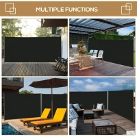 Outsunny 118" x 79" Retractable Side Awning Patio Outdoor Folding Privacy Screen with Resistance to UV Rays & Wind, Black(m-7)