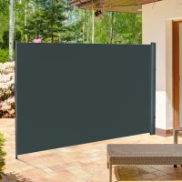 Outsunny 118" x 79" Retractable Side Awning Patio Outdoor Folding Privacy Screen with Resistance to UV Rays & Wind, Grey(m-1)