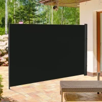 Outsunny 118" x 79" Retractable Side Awning Patio Outdoor Folding Privacy Screen with Resistance to UV Rays & Wind, Black(m-1)