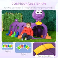 Qaba Kids Caterpillar Tunnel Outdoor Indoor Climb-N-Crawl Play Equipment for 3-6 Years Old, 3 Sections, for Daycare, Preschool, Playground(m-6)