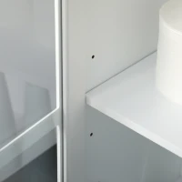 kleankin Slim Bathroom Storage Cabinet Door & Shelves Linen Tower, White(m-8)