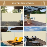 Outsunny 118" x 79" Retractable Side Awning Patio Outdoor Folding Privacy Screen with Resistance to UV Rays & Wind, Cream White(m-7)