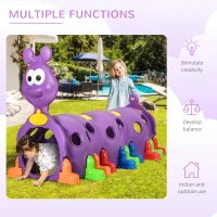 Qaba Kids Caterpillar Tunnel Outdoor Indoor Climb-N-Crawl Play Equipment for 3-6 Years Old, 3 Sections, for Daycare, Preschool, Playground(m-4)
