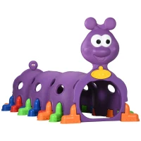 Qaba Kids Caterpillar Tunnel Outdoor Indoor Climb-N-Crawl Play Equipment for 3-6 Years Old, 3 Sections, for Daycare, Preschool, Playground(m-1)