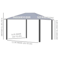 Outsunny 13' x 10' Hardtop Polycarbonate Gazebo Canopy Aluminum Frame Pergola for Gardens, Patios, Lawns, Grey(m-3)