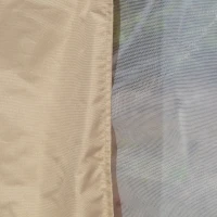 Outsunny 11' x 11' Steel Gazebo Canopy Party Tent Shelter with Double Roof, Netting Sidewalls, Corner Curtains, Beige(m-7)