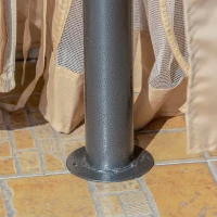 Outsunny 11' x 11' Steel Gazebo Canopy Party Tent Shelter with Double Roof, Netting Sidewalls, Corner Curtains, Beige(m-9)