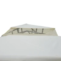 Outsunny 10' x 10' Patio Gazebo Outdoor Pavilion 2 Tire Roof Canopy Shelter Garden Event Party Tent Yard Sun Shade Steel Frame w/ Mosquito Netting Cream White(m-10)