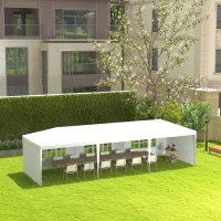 Outsunny 10' x 29' Party Tent, Canopy Tent with Sidewalls and Large Transparent Windows for Garden, Backyard, Outdoor, White(m-8)