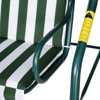 Outsunny 3-Seat Patio Swing, Outdoor Swing with Adjustable Canopy and Cushion for Garden, Poolside, Backyard, Green and White(m-9)