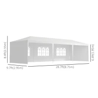 Outsunny 10' x 29' Party Tent, Canopy Tent with Sidewalls and Large Transparent Windows for Garden, Backyard, Outdoor, White(m-3)