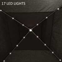 Outsunny 11' x 11' Pop Up Canopy, Instant Canopy Tent with Solar LED Lights, Remote Control, Zippered Mesh Sidewalls and Carrying Bag for Backyard Garden Patio, Black(m-8)