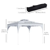 Outsunny 10'x10' Pop Up Canopy, Easy Set Up Party Tent with 2 Tier Vented Roof and Carrying Bag for Outdoor, Garden, Camping, White(m-3)