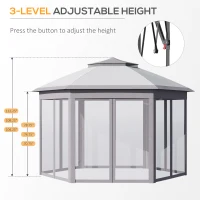 Outsunny 11' x 13' Pop Up Gazebo Canopy Tent with Zippered Mesh Sidewalls and Carrying Bag, Event Tent Shelter for Patio Garden Backyard, Gray(m-6)