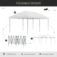 Outsunny 10' x 19' Pop Up Canopy with Easy Up Steel Frame, 3-Level Adjustable Height and Carrying Bag, Sun Shade Event Party Tent for Patio, Backyard, Garden, Off-White(m-4)