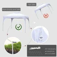 Outsunny 10'x10' Pop Up Canopy, Easy Set Up Party Tent with 2 Tier Vented Roof and Carrying Bag for Outdoor, Garden, Camping, White(m-6)