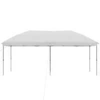Outsunny 10' x 19' Pop Up Canopy with Easy Up Steel Frame, 3-Level Adjustable Height and Carrying Bag, Sun Shade Event Party Tent for Patio, Backyard, Garden, Off-White(m-9)