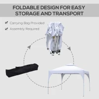Outsunny 10'x10' Pop Up Canopy, Easy Set Up Party Tent with 2 Tier Vented Roof and Carrying Bag for Outdoor, Garden, Camping, White(m-5)