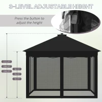 Outsunny 11' x 11' Pop Up Canopy, Instant Canopy Tent with Solar LED Lights, Remote Control, Zippered Mesh Sidewalls and Carrying Bag for Backyard Garden Patio, Black(m-6)