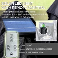 Outsunny 11' x 11' Pop Up Canopy, Instant Canopy Tent with Solar LED Lights, Remote Control, Zippered Mesh Sidewalls and Carrying Bag for Backyard Garden Patio, Black(m-4)