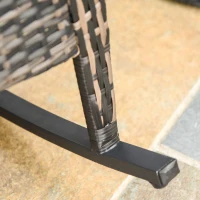 Outsunny Outdoor Rocking Chair with Seat and Back Cushion, Outdoor PE Rattan Garden Chair with Curved Armrests, for Porch, Backyard, Poolside, Red(m-9)