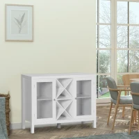 HOMCOM Sideboard Buffet Cabinet with Removable Wine Rack, Tempered Glass Door and Adjustable Shelves, Coffee Bar Cabinet for Living Room, Kitchen, Entryway, White(m-2)