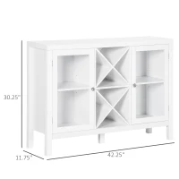 HOMCOM Sideboard Buffet Cabinet with Removable Wine Rack, Tempered Glass Door and Adjustable Shelves, Coffee Bar Cabinet for Living Room, Kitchen, Entryway, White(m-3)