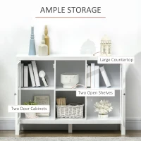 HOMCOM Sideboard Buffet Cabinet with Removable Wine Rack, Tempered Glass Door and Adjustable Shelves, Coffee Bar Cabinet for Living Room, Kitchen, Entryway, White(m-4)