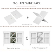 HOMCOM Sideboard Buffet Cabinet with Removable Wine Rack, Tempered Glass Door and Adjustable Shelves, Coffee Bar Cabinet for Living Room, Kitchen, Entryway, White(m-5)